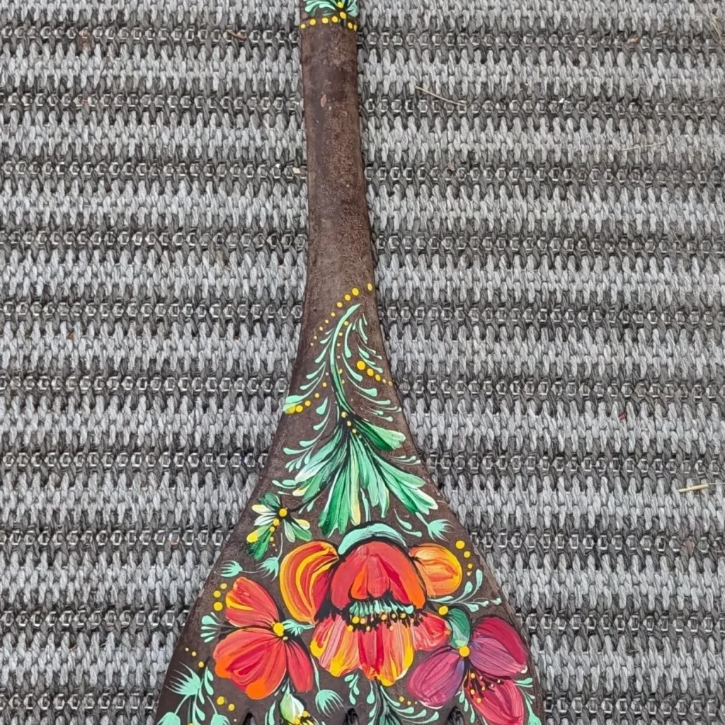Floral Painted Wooden Utensils by Larysa
