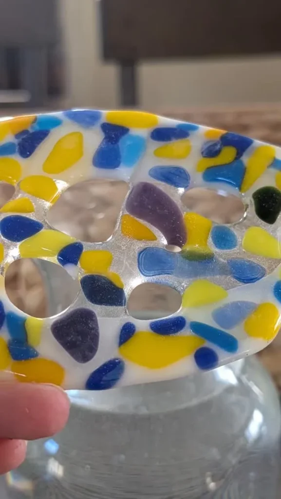 Blue & Yellow Fused-Glass Dish by Larysa