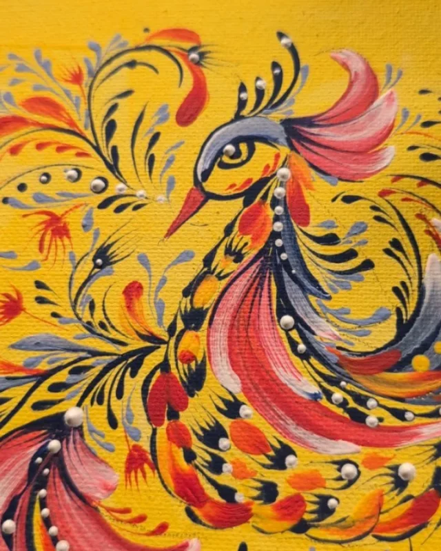 Firebird on Yellow by Larysa