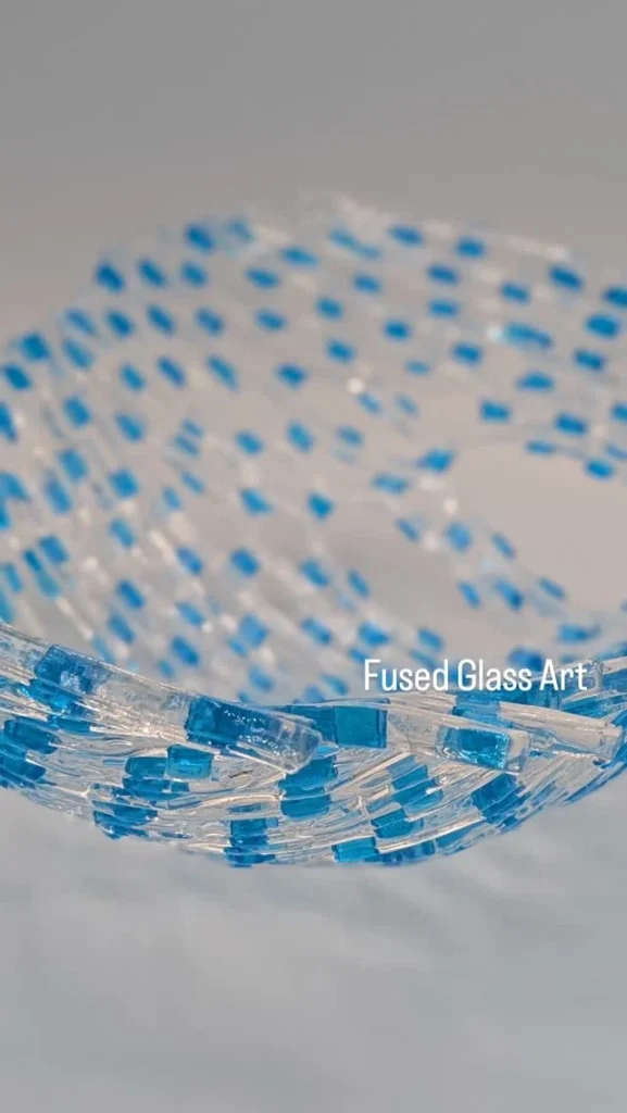 Blue & Clear Fused-Glass Dish by Larysa