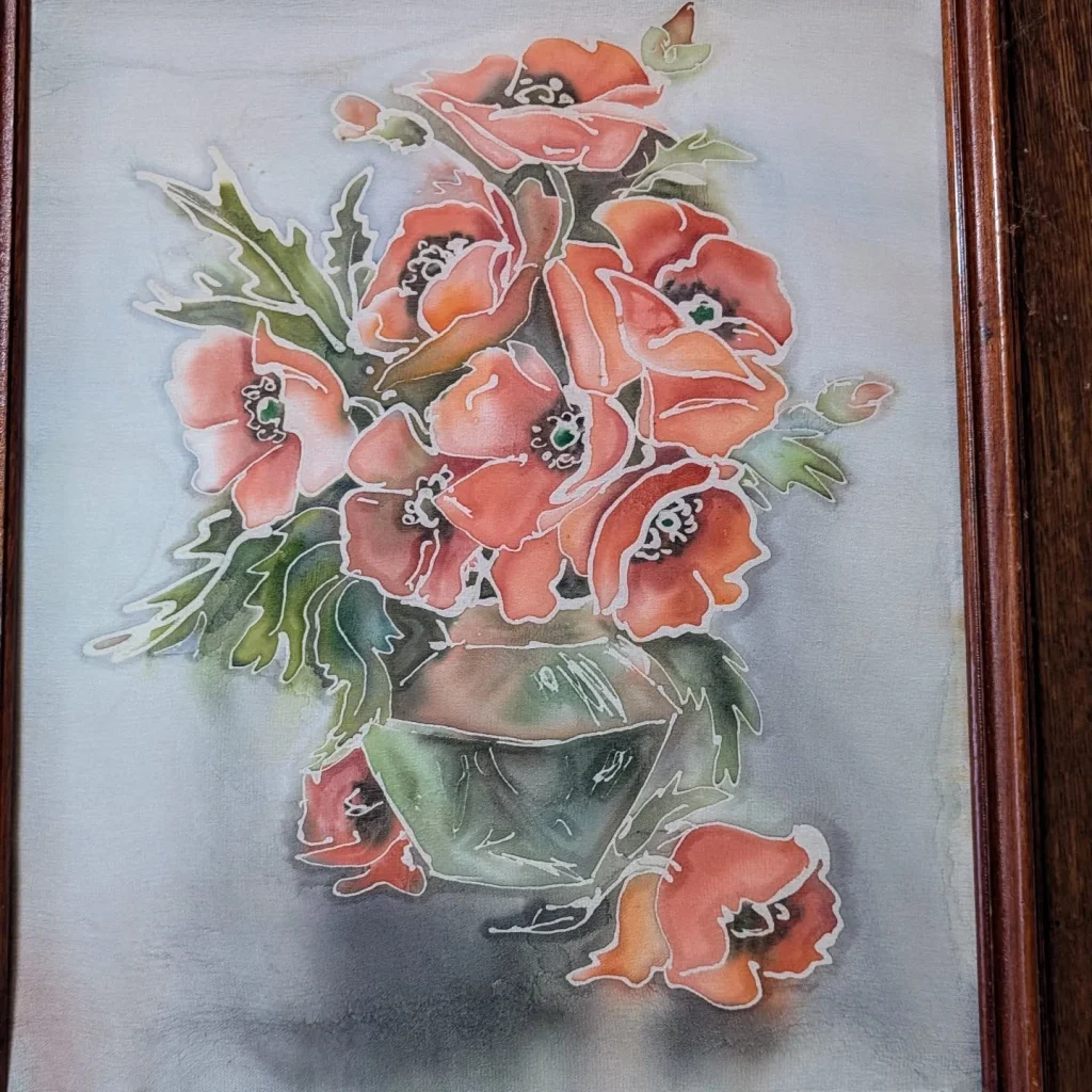 Pink Flowers on Silk by Larysa