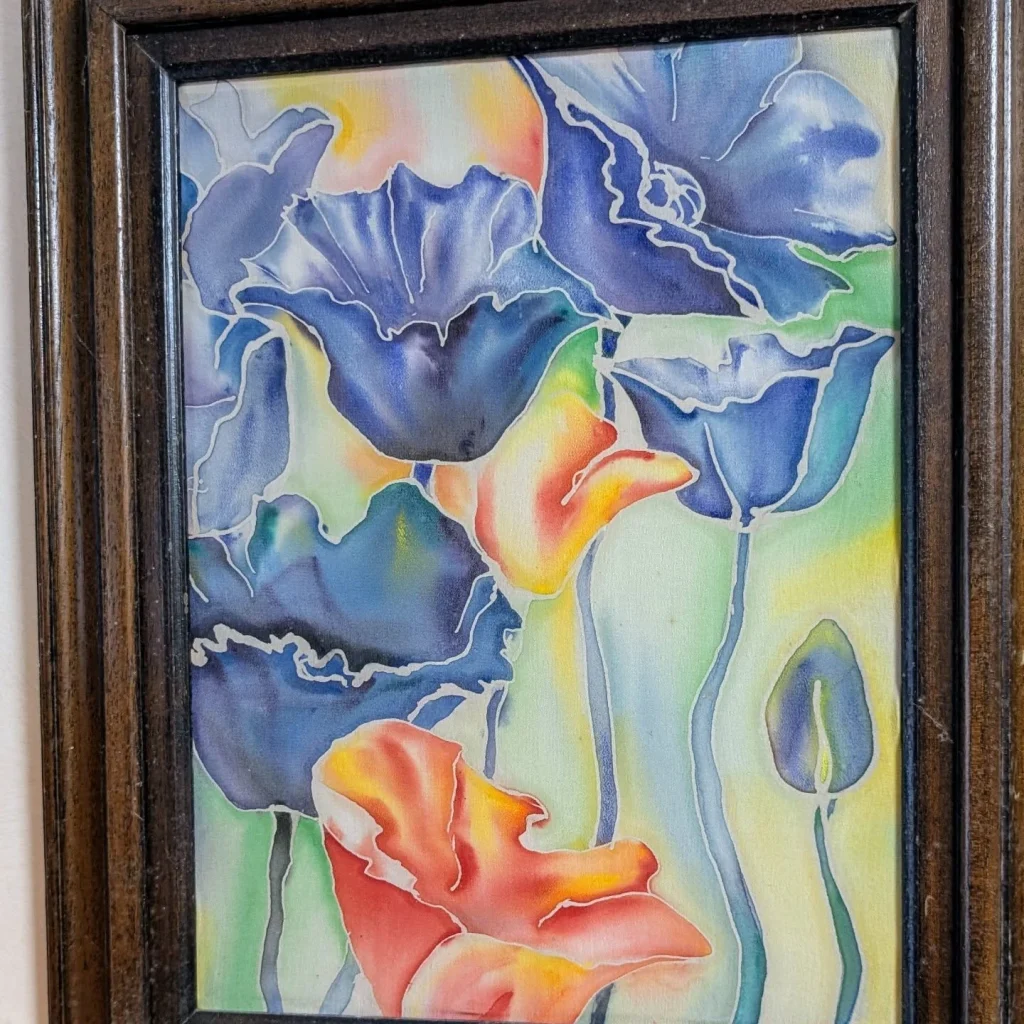 Iris Silk Painting by Larysa