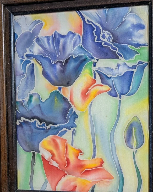 Iris Silk Painting by Larysa