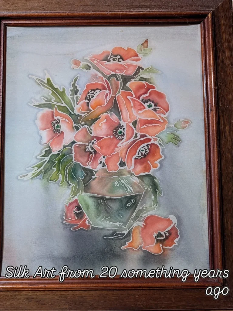 Pink Flowers on Silk by Larysa
