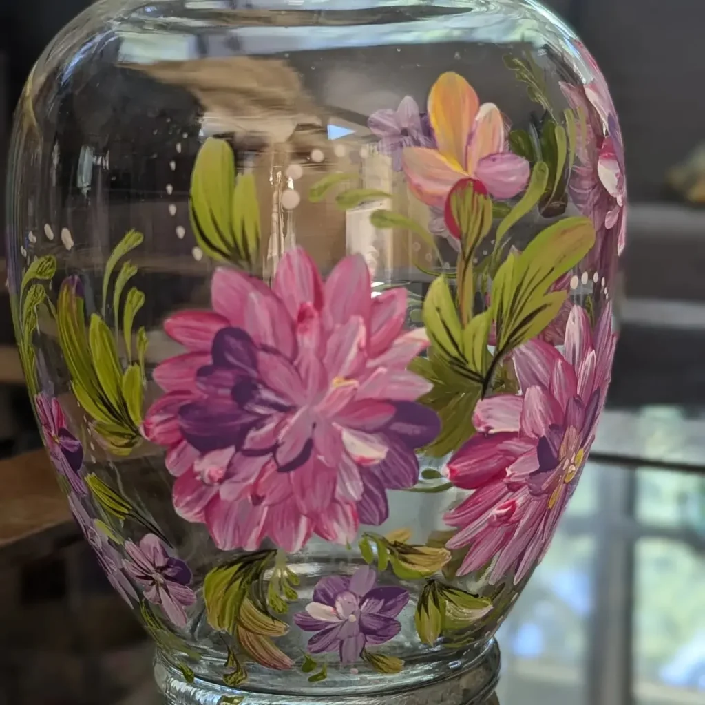 Pink Blossom Glass Vase by Larysa