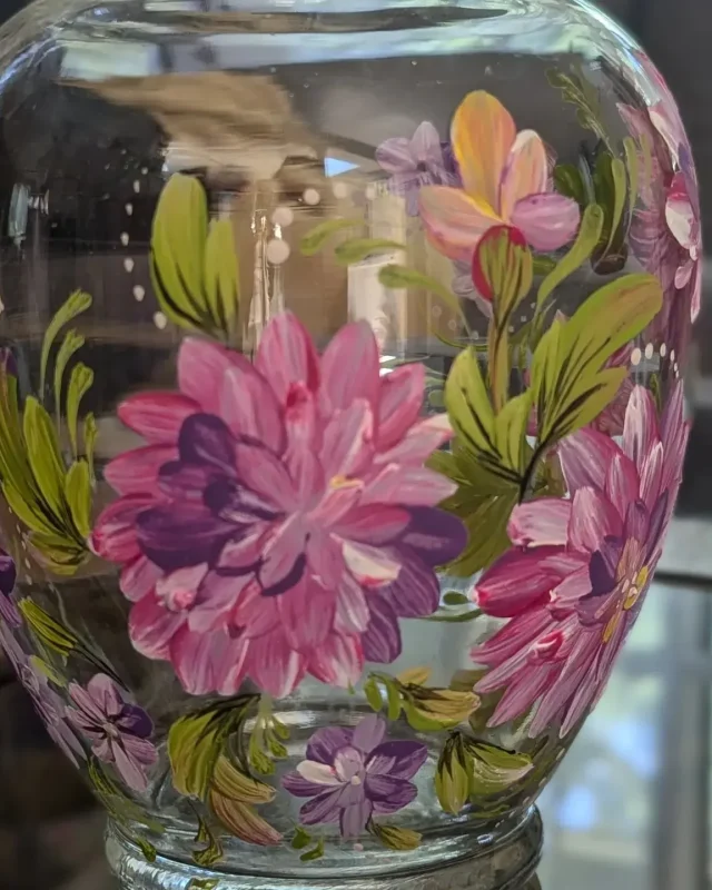 Pink Blossom Glass Vase by Larysa